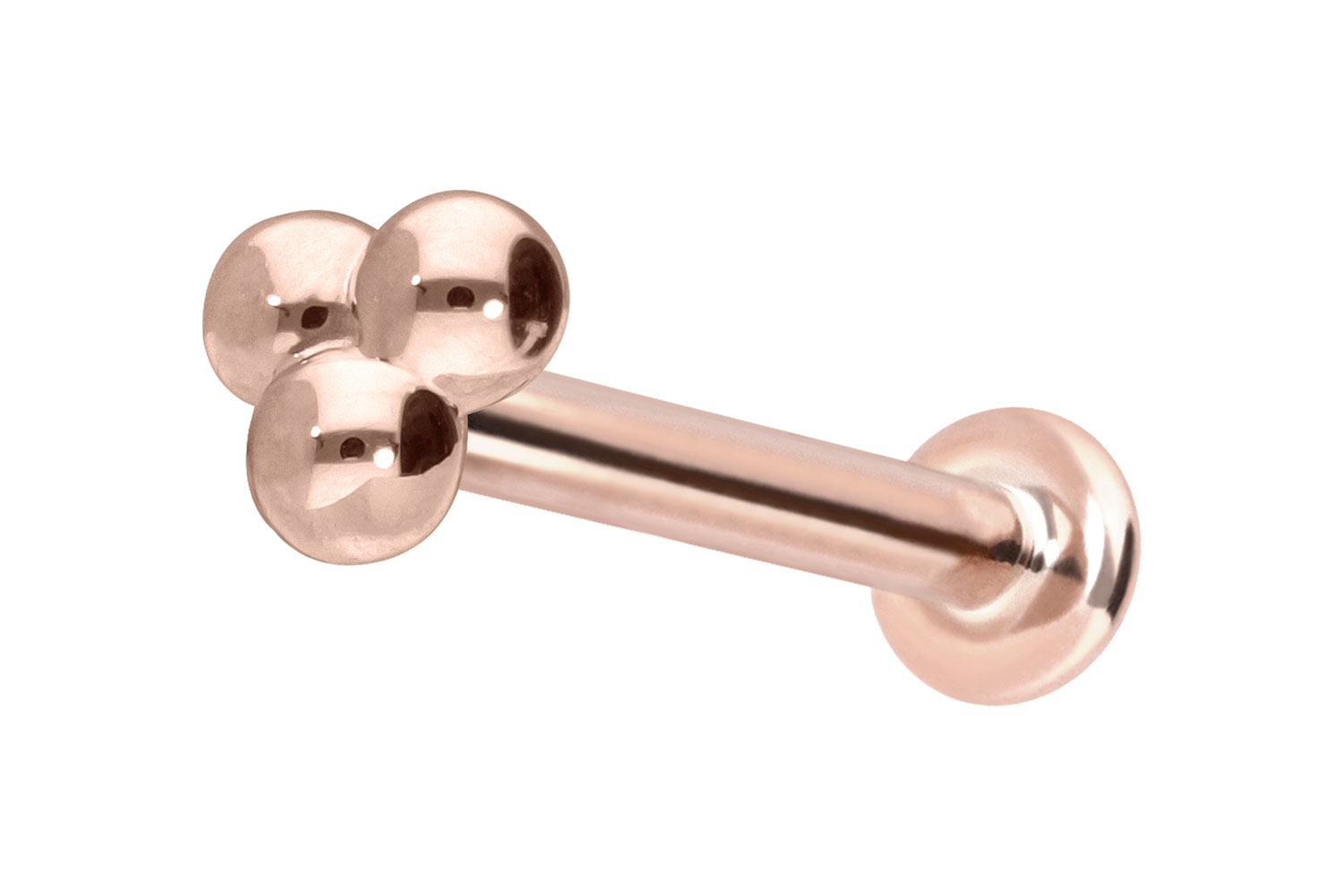 14 Karat Gold Labret Piercing mit Innengewinde 3 KUGELN